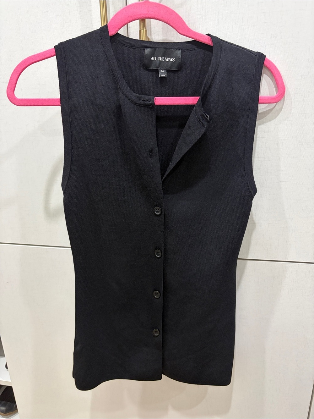 Penny Button Top - Black (size M)